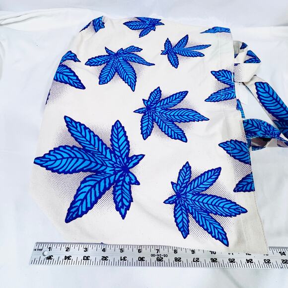 Vans OG Sweet Leaf Tote Bag Large Beige Blue Reusable Shopping Cotton Canvas New - Picture 7 of 9